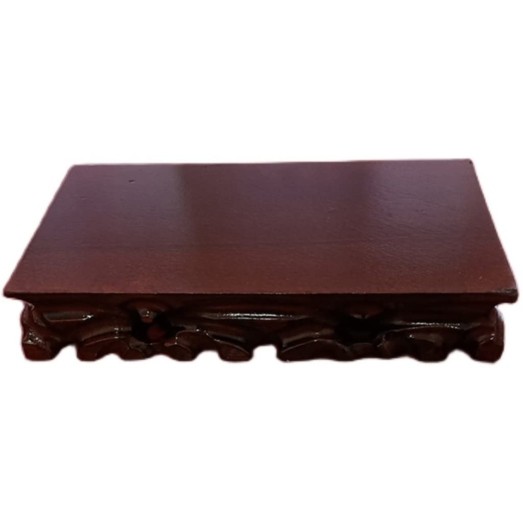 TEESONG Bonsai Pedestal Bonsai Display Stand Vase Flower Pot Strange Stone Buddha Statue Handicraft Decoration Mahogany Base Rectangular Retro Bracket Vase Pedestal Display Stands(26CM)