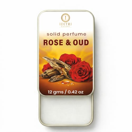 Image of Solid Perfume Rose & Oud | Rose (FO) | Alcohol Free Wax Perfume Balm, Long Lasting Pocket Fragrance Tin 12g, Non Greasy Smooth Glide, Travel Friendly | Office Wear | Gift Ready