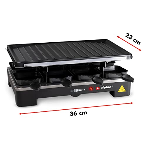 Alpina Raclette Grill - mit Pfannen und Spachteln - 1400 Watt - 8 Personen, 8711252182247 – Bild 3