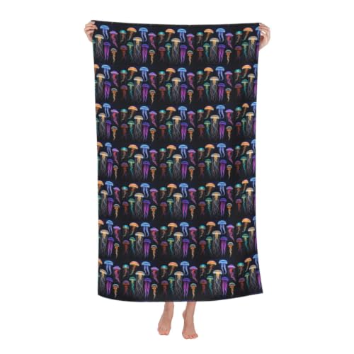 Toalla de playa cómoda y absorbente con estampado de medusas 2