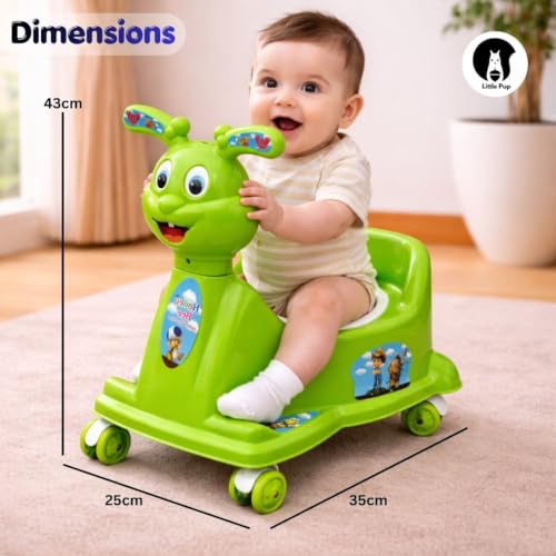Image of Little Pup 2-in-1 Potty Training Seat for Kids | Rabbit Potty Chair with Wheels | Baby Toilet Trainer | 6 Months-2.5 Years