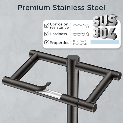 Image of FORIOUS Toilet Paper Holder Wall Mount, Stainless Steel Rustproof Double Post Pivoting Tissue Roll Holder for Bathroom, Commercial Toilet Paper Dispenser Toilet Paper Stand, Oil Rubbed Bronze