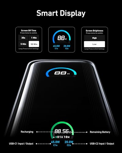 Image of Anker Prime Power Bank, 9,600mAh Battery Pack with 65W Output Wall Charger, Supports PD 3.0 and PPS, 30W Fast Recharging, Sleek Portable Charger for MacBook Pro, iPhone 17 /16 Series, Galaxy, iPad