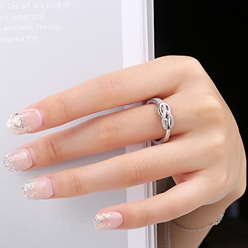 JewelryPalace Double Infinity Knot Cubic Zirconia Promise Rings for Women, Love Twisted 14K White Gold 925 Sterling Silver Ring for Girl, CZ Gemstone Jewelry Sets Rings4