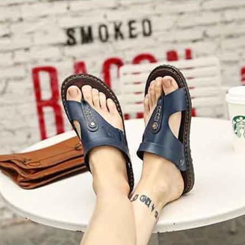 Comfortable Leather Bunion Corrector Sandals Men, Durable Men's Sandals Bunion Relief(Blue,7)2