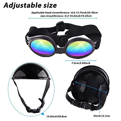 WXJ13 Pet Dog Helmet and Dog Goggles Set 5 Inch Dog Hat and Goggles Dog Sunglasses Dog Hard Hat Reflective Puppy Goggles… - Image 3