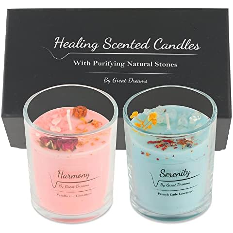 GD Great Dreams® Set 2 Velas Aromáticas Curativas con Piedras Naturales Cover