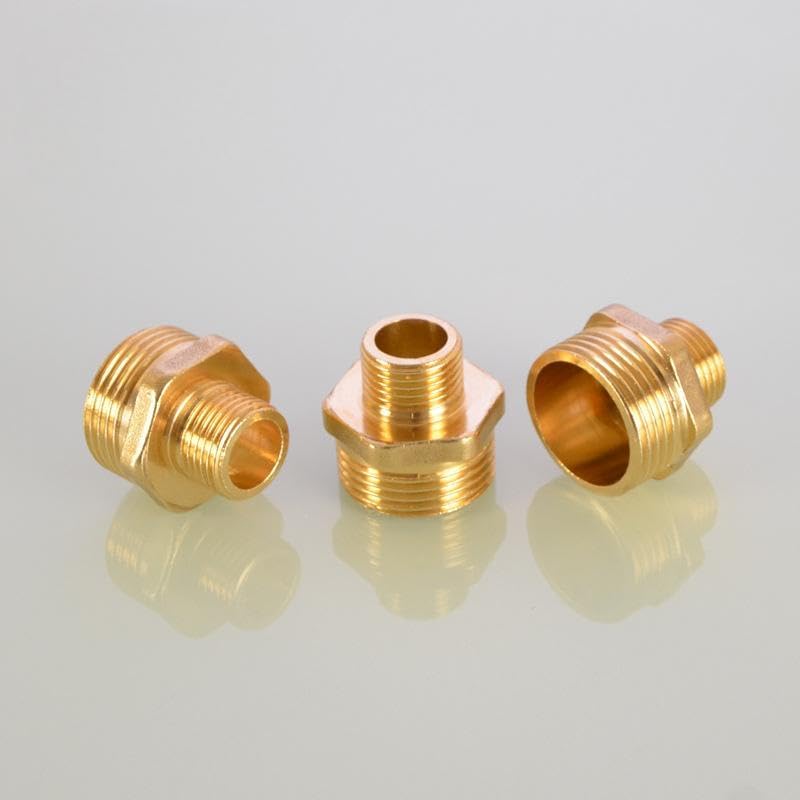 Brass Male to Male Reducer Adapter Fitting 1/8" 1/4" 3/8" 1/2" 3/4" Double External Thread Connector for Water Gas Air Plumbing(0.75 to 0.125inch)