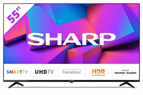 SHARP 43FK2E Frameless 4K Ultra HD Smart Fernseher 108 cm (43 Zoll), Amazon Video, DTS Virtual, HDR10, HLG, Bluetooth, Schwarz
