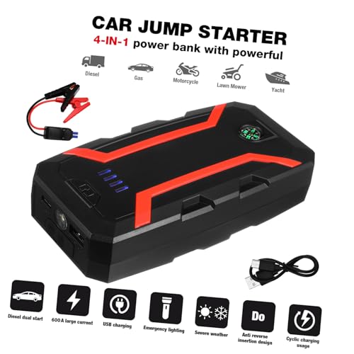 Arrancador de batería de coche resistente con USB y linterna LED SOS 3