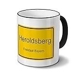 zeitung heroldsberg traueranzeigen 200 ml Füllvolumen digital print Städtetasse Heroldsberg - Design Ortsschild - Stadt-Tasse, Kaffeebecher, City-Mug, Becher, Kaffeetasse - Farbe Schwarz