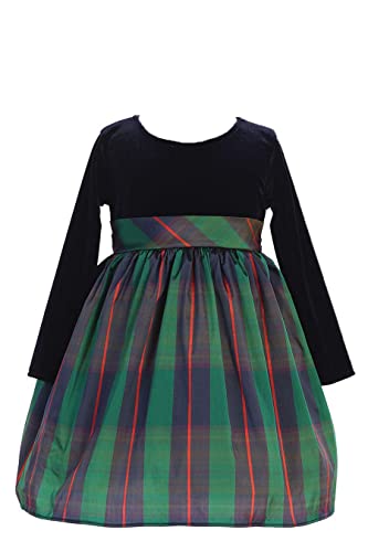Girls Green Christmas Dress for Toddler Baby Girl Holiday Velvet Plaid Size 12 Months: Clothing, Shoes & Jewelry