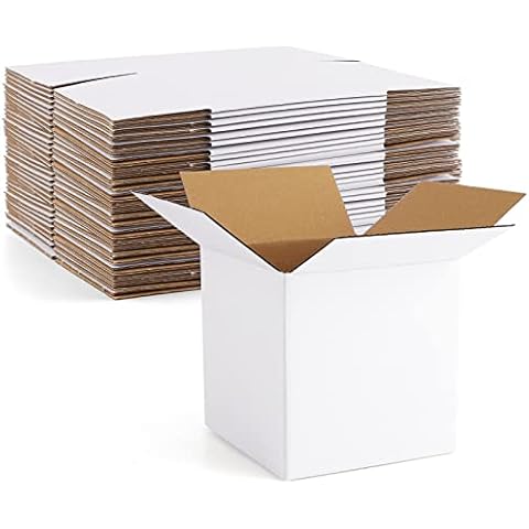 Eupako 25 Pack 4x4x4" White Cube Cardboard Box Mailers Cover