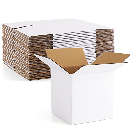 Eupako 4X4X4" Cardboard Box Mailers 25 Pack White Cube Corrugated Small Shipping Boxes For Mailing #TOP8