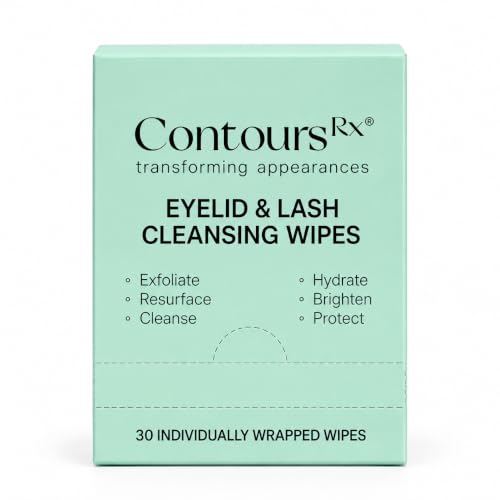 Contours Rx B5 Eyelid Cleansing Wipes – Exfoliating Skin Prep Pads, 30 Ct