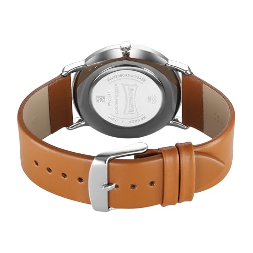 Image of Sonata Sleek Quartz Analog Grey Dial Tan Leather Strap Watch for Men