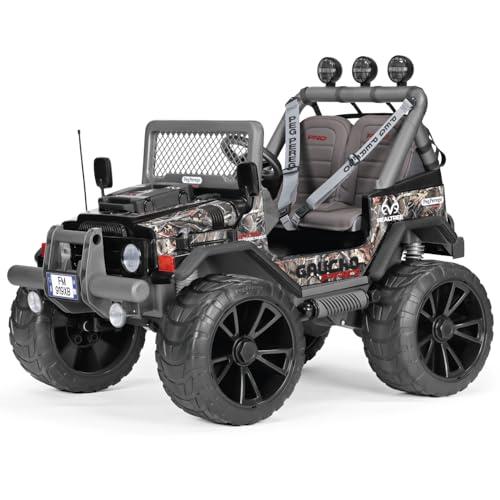 Peg Perego Gaucho Pro Realtree TM Fuoristrada Elettrico Cavalcabile, Batteria Ricaricabile da 24V, 2 Motori Silenziosi da 420W l’uno, Ruote Gommate, Radio, Luci e Suoni, Cruscotto Multifunzione