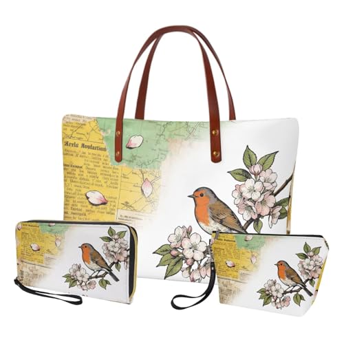 Image of Top Handle Purse for Women, Large Tote Handbag With PU Wallet Set, Gift for Mom