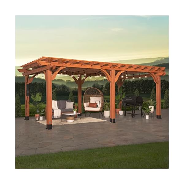 Backyard Discovery Beaumont 20x12 ft All Cedar Wood Pergola, Durable, Quality Supported Structure, Snow and Wind Supported, Rot Resistant, Backyard, Deck, Garden, Patio, Outdoor Entertaining