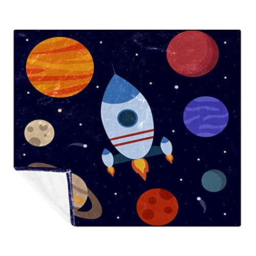 Couverture polaire espace et planètes 150x130 cm pour lit et canapé - 2