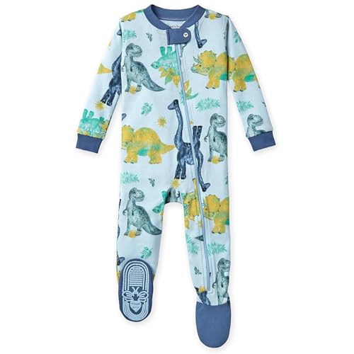 Image of Burt's Bees Baby Baby Boys Sleeper Pjs, 100% Organic Cotton, One-piece Footie, Zip Up Jumpsuit, Snug Fit Pajamas