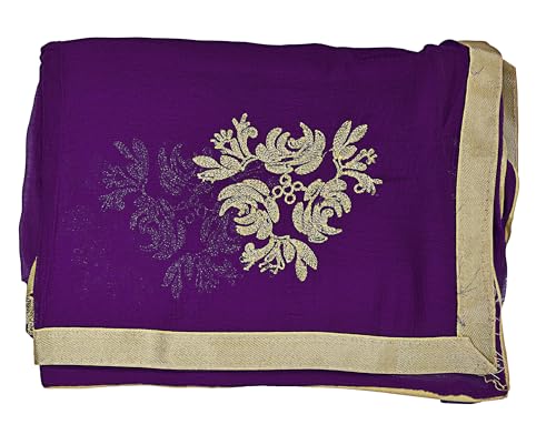 Image of Youthquake Golden Embroidered Work Chiffon Dupatta For Womens & Girls With 4 Side Gold Lace