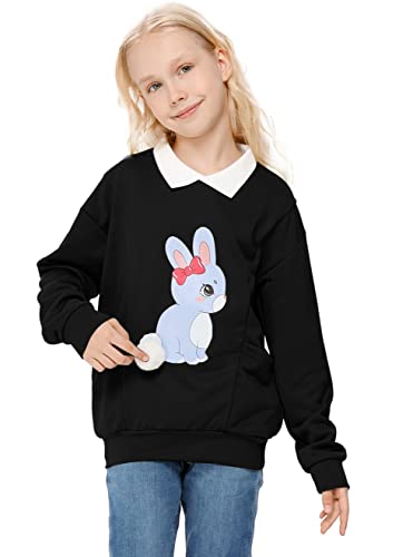 Kukume Girls Teens Oversize Clothes Long Sleeve Top Sweashirt Kawaii Cotton Pullover Hoodies With Pocket Black #TOP8