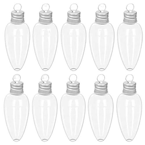 10pcs Adornos de plástico Transparente 1.4x3.4 Pulgadas Adornos navideños de Navidad Bombillas de plástico Relleno para artesanías Colgando Bricolaje para Fiesta de Navidad, Decoraciones navideñas