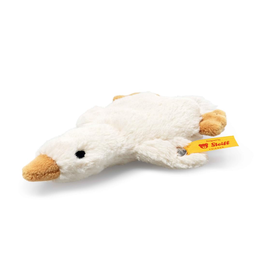 Steiff Gilda Goose grip toy with rattle, cute stuffed toy, boys, girls & babies from 0 months, Friends, plush animal 13 cm, small, white, 242878