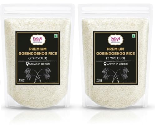 Image of Delight Foods Premium Gobindobhog Rice 1.7Kg (Pack of 2-1kg + 700g) - 2 Years Old Aged | Unpolished Aromatic Bengali Short Grain Chawal | Ideal for Payesh, Kheer, Mishti Pulao & Biryani