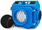 SereneLife Air Scrubber, Commercial HEPA 3 Stage Filtration System with MERV-10, Suitable for Industrial & Home Use, Portable, Dust & Odor Remover Carbon & HEPA Filters, Adjustable Airflow, Blue