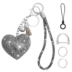 Grey Wrist Lanyard & Heart Keychain