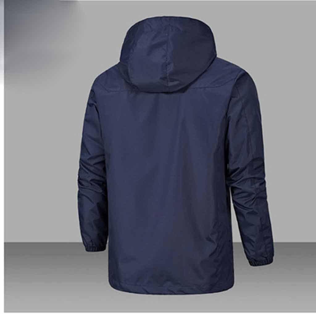 Men's Spring and Autumn Outdoor Jacket Hooded Metal Thin Zipper Sports Jacket Mountaineering Jacket Men(XXXXL Code)