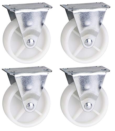 Qty. 4 x 75mm Nylon Fixed Castors - Furniture, Appliance, Trolley & Equipment Wheels by Bulldog Castors - Max 240Kg Per Set