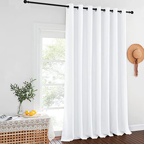 NICETOWN Extra Wide and Long Curtain - Thermal Insulated Drape Voice Canceling for Room Divider/Patio/Glass Door (White, 100 inches Width, 108 inches Length, Single Piece)