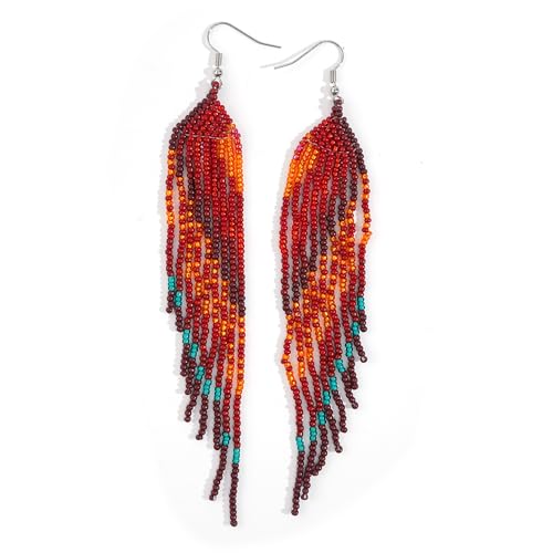 Beaded Tassel Dangling Earrings For Women,Boho Long Festive Jewelry Design Drop Summer jewelry Gifts.