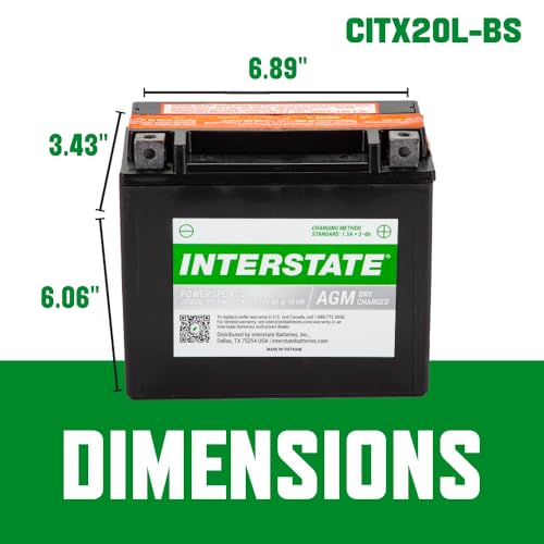 Image of Interstate Batteries YTX20HL-BS Powersports Battery 12V 18Ah 270CCA AGM
