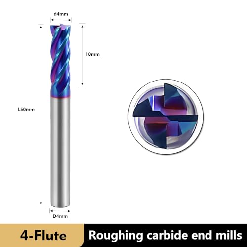 Image of Carbide Square End Mills-4 Flute HRC65 TiSiN Coated,for Milling Alloy Steels, Hardened Steel, Metal etc.1 Pcs D4x50mm