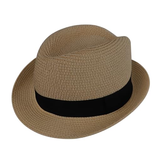 Kids Straw Hat Breathable UV Protection Summer Sun Hat Lightweight Wide Brim Outdoor Beach Cap for Boys and Girls