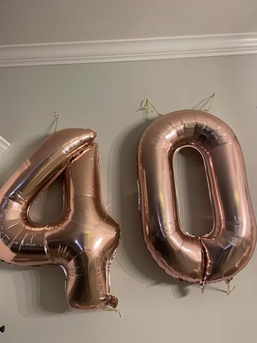 Image of 14 Balloon 40 inch Rose Gold Number Balloons for 14 41 Birthday Decorations | Saturated Color, Large 40 in, With Straw & Hanging Hole, For Back-to-School Season, Wedding, Christmas, New Year, Anniversary