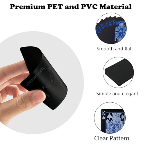 Pokerkarten Schwarz - 1 Deck Spielkarten aus Wasserfestem Plastik,Coole Spielkarten,Kartenspiel,Ideal für Poker,Blackjack,Skat & Mehr,Langlebig,Abwaschbar,Pokerkarten für Zuhause & unterwegs (Blau) – Bild 5