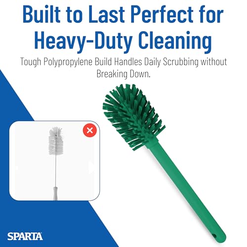 Image of SPARTA 12 Inch Bottle Brush with Polyester Bristles and Plastic Handle, Color Coded, Large Round Head Cleaner for Bottles Jars and Food Service Equipment, Green