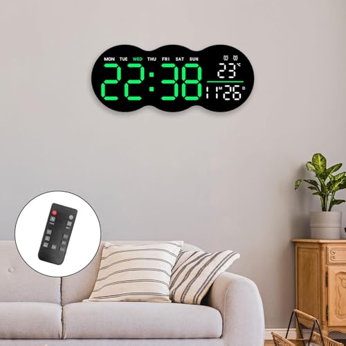 Horloge murale numérique réveil polyvalent calendrier affichage vert LED