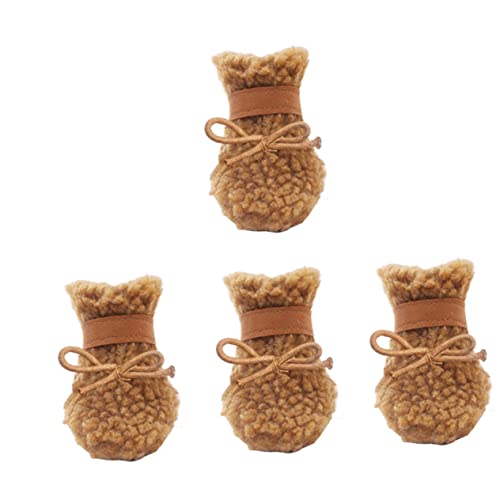 VANZACK 4 Piezas Zapatos de Perro Botas de Nieve Perro de Lana Botines de Perro Botas Nieve Perro pequeño Botas para Perros pequeños Botas de Nieve para Cachorros Zapatos para Perros Cuero