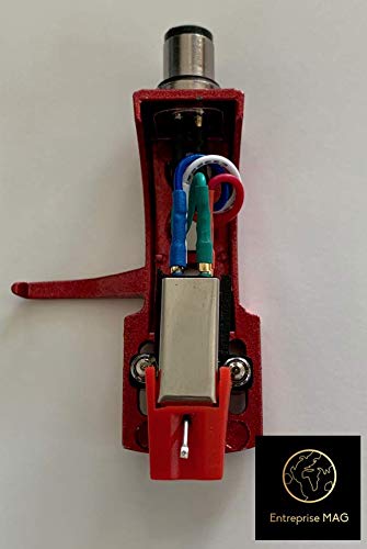 Cartridge, Stylus Needle and Red Headshell with mounting bolts for Stanton T120, T60, T80, T90, T62, T92, ST150, T92 usb, ST100, STR8100, STR880, STR890