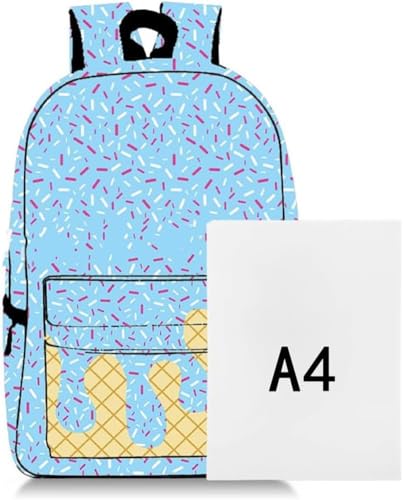 Ice Cream Backpack Kawaii Shoulder Bag, Cute Shoulder Bag, Ice Cream Drip Backpack, Large Capacity, with Side Pockets (Light blue)3