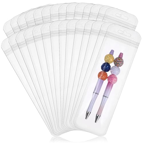 Image of 100 Pieces Pen Packaging Bags Pen Bags for Packaging Clear Pen Bag for Bead Pens Resealable Zipper Pouch Bag for Packaging Lipgloss, Jewelry, Cosmetic,Candy 2.8 x 8.7 Inches