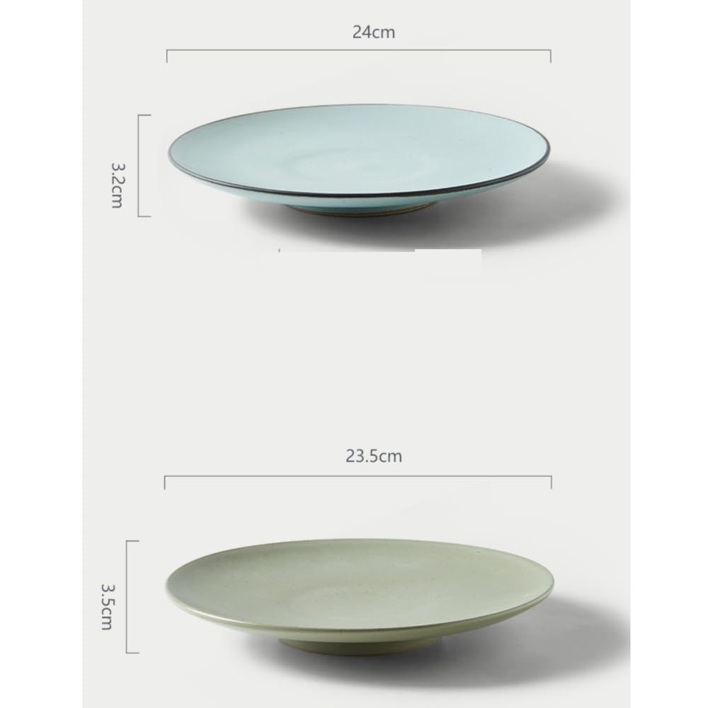 Talerze Obiadowe Ceramiczny talerz obiadowy w stylu zachodnim, kreatywny talerz do steków, płytki talerz do użytku domowego, talerz vintage(Blue,L)