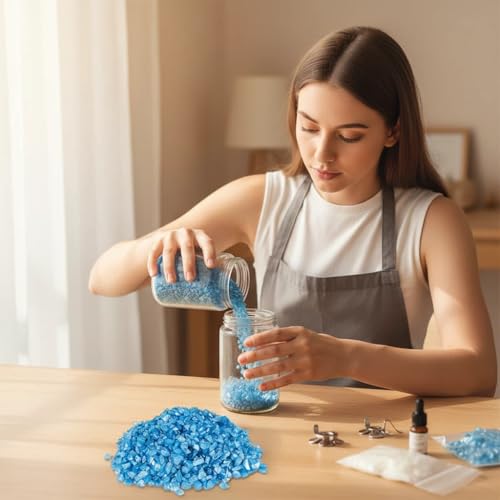 Image of 15 OZ Dark Blue Crushed Glass Sand Broken Pieces for Resin Art,Crafts | Fairy Garden Rocks Stone,Beach Theme Decor,Vase Fillers,Candle Holder Decorations