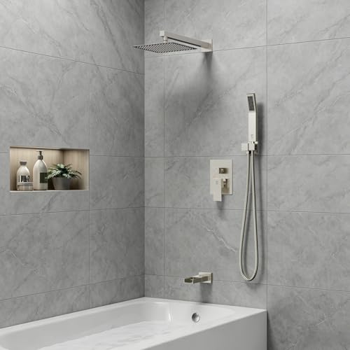 Image of SR SUN RISE 8'' All-Metal Shower System with Tub Spout Handheld Sprayer